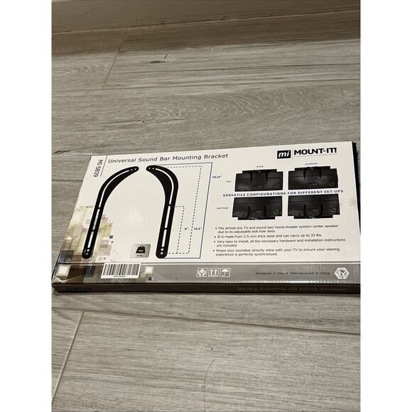 Mount-It Universal Sound Bar Mounting Bracket. Black- MI-SB39 33lb Max - Picture 3 of 5